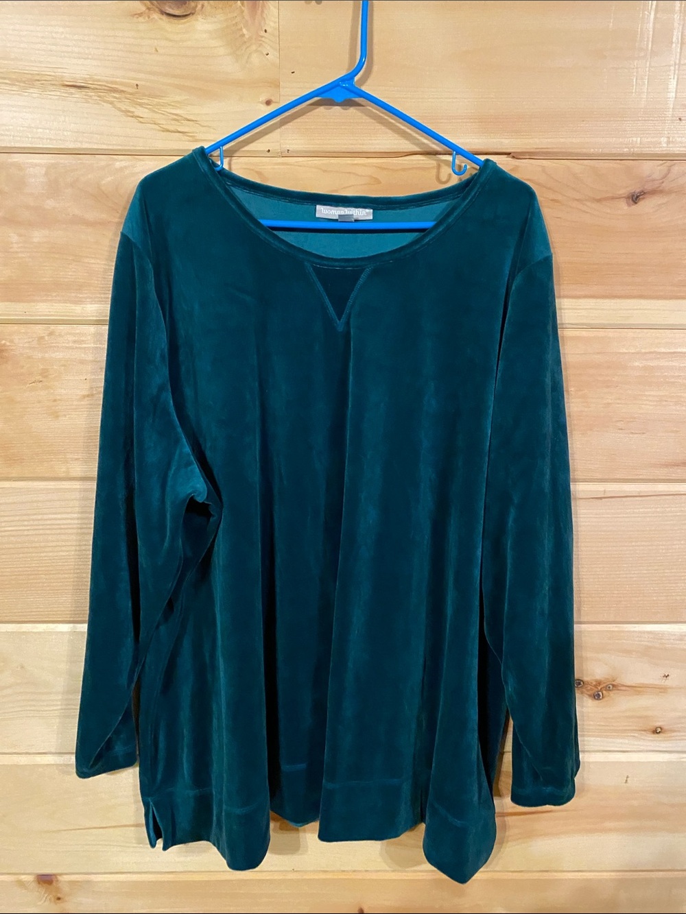 3x-Woman Within Velvet Tunic Sweatshirt in Teal